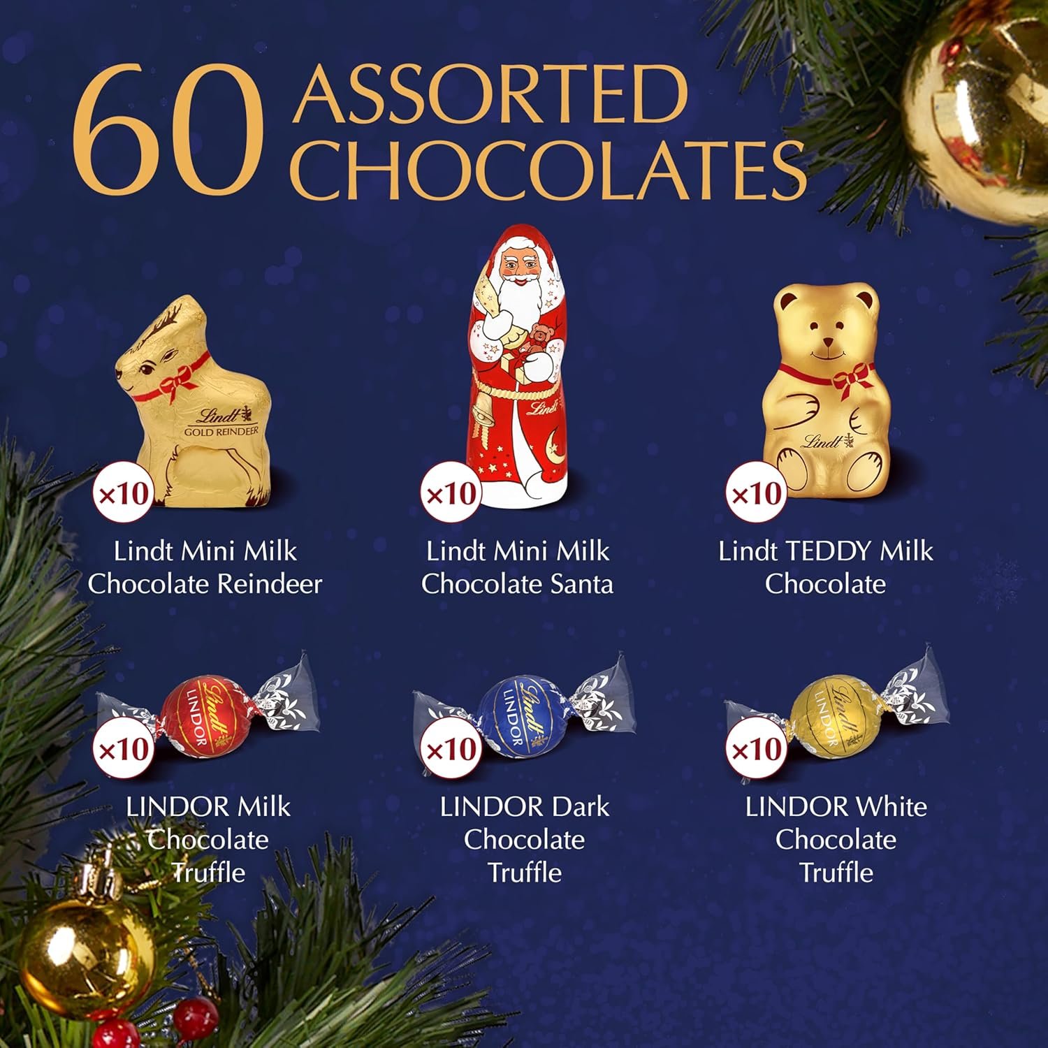 Lindt Festive Selection Assorted Chocolate Candy, 24.3 ounce Box - Image 4