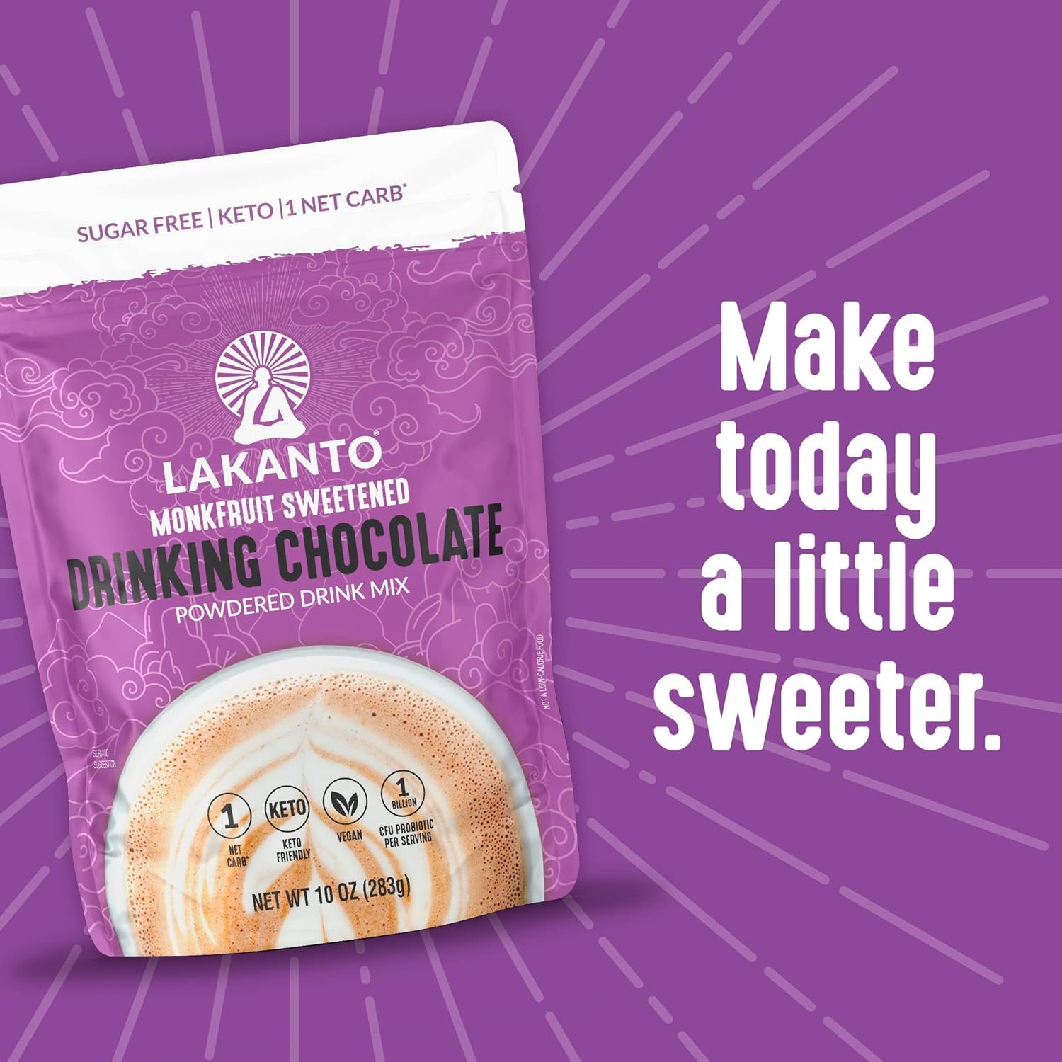 Lakanto Sugar Free Drinking Chocolate - Cold or Hot Cocoa Powder Mix, Shelf Stable Probiotics, Monk Fruit Sweetener, Keto Diet Friendly, Vegan, Dutch Cocoa, Gourmet Taste (Original - 10 oz) - Image 8