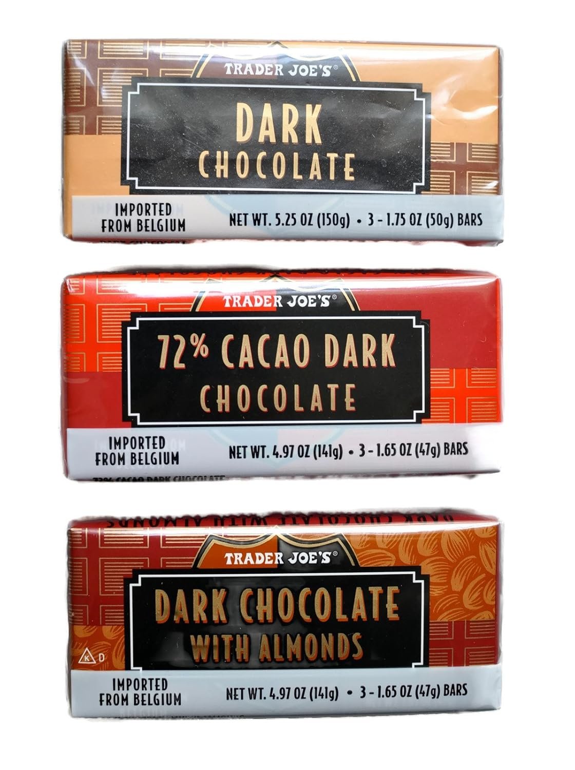 Trader Joe's Belgian Dark Chocolate Bars 3 Variety Pack - Total 9 Bars, 1.7 ounces - Image 8