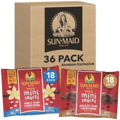 Sun-Maid Vanilla & Chocolate Yogurt Coated Raisins Variety Pack - (36 Pack) 0.5 oz Mini Snack-Size Bag - Yogurt Covered Dried Fruit for Holiday Snacks and Stocking Stuffers (Amazon Exclusive)
