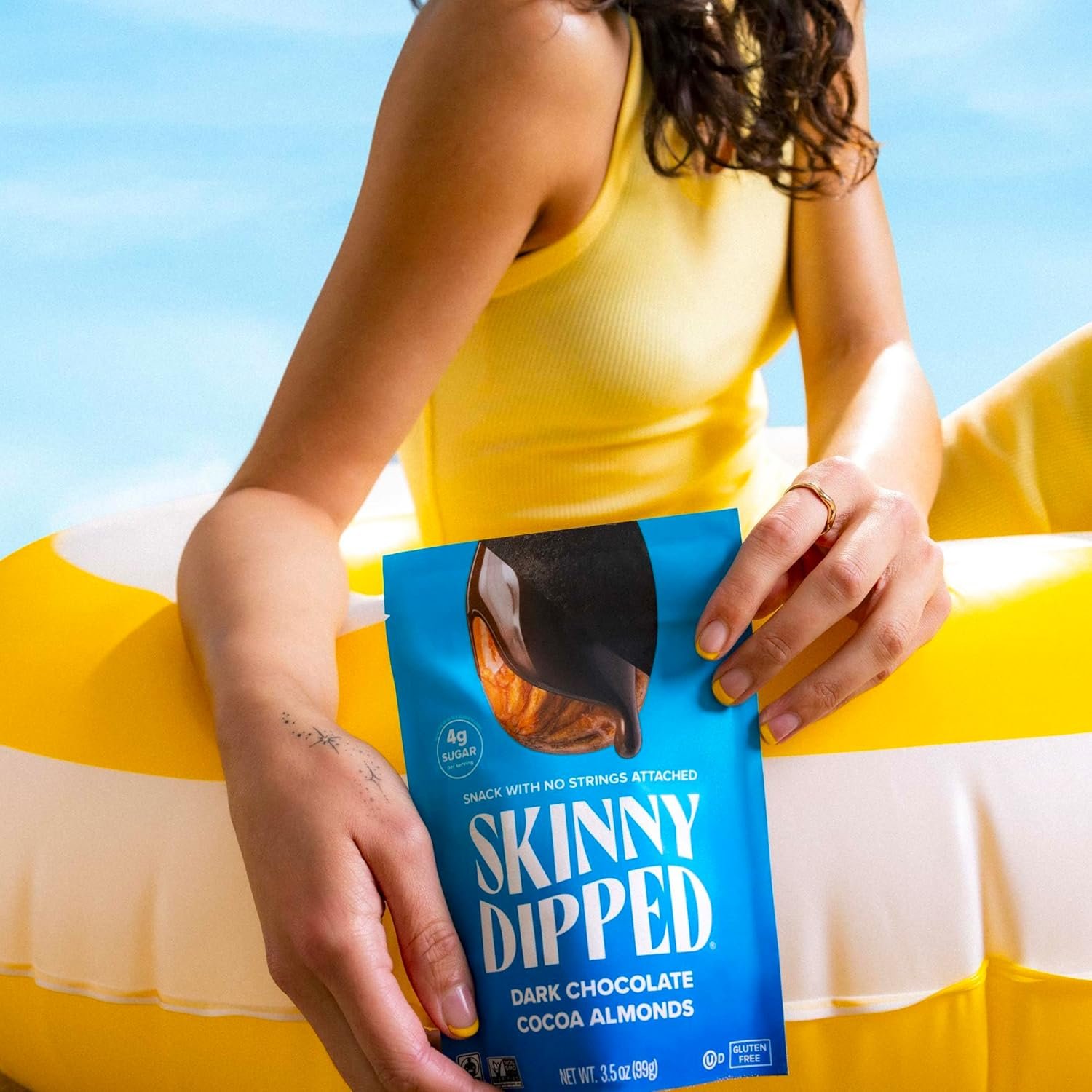 SkinnyDipped Dark Chocolate Cocoa Almonds, Healthy Snack, Plant Protein, Gluten Free, 3.5 Oz Resealable Bag, Pack of 1 - Image 8