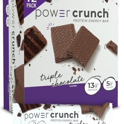Power Crunch Protein Wafer Bars, High Protein Snacks with Delicious Taste, Triple Chocolate, 1.4 Ounce (12 Count)