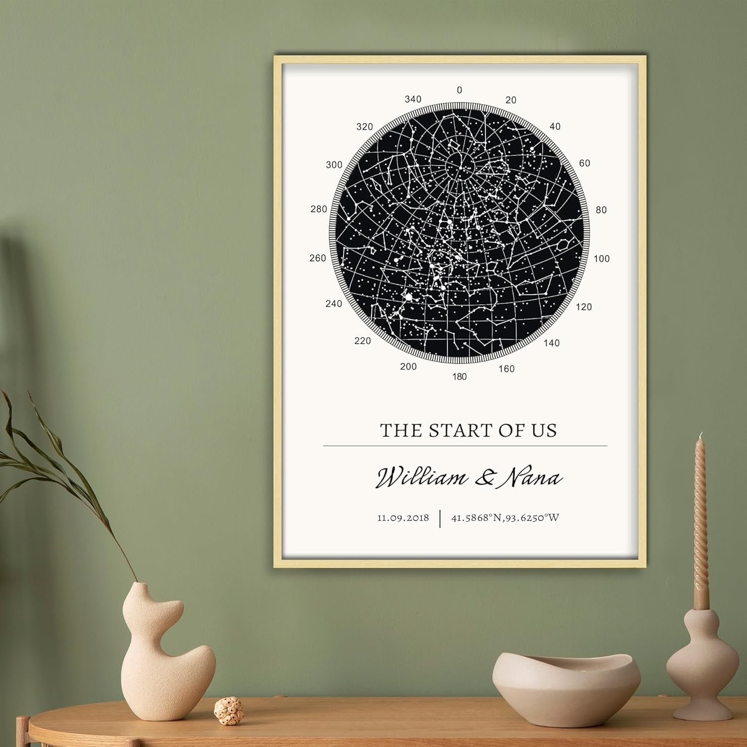 Personalized Star Map - Custom Constellation Map Print, Unframed/Aluminum Alloy framed- Special Occasion Star Chart Wall Art- Great Anniversary, Engagement, Newborn, Wedding Romantic Gift - Image 5