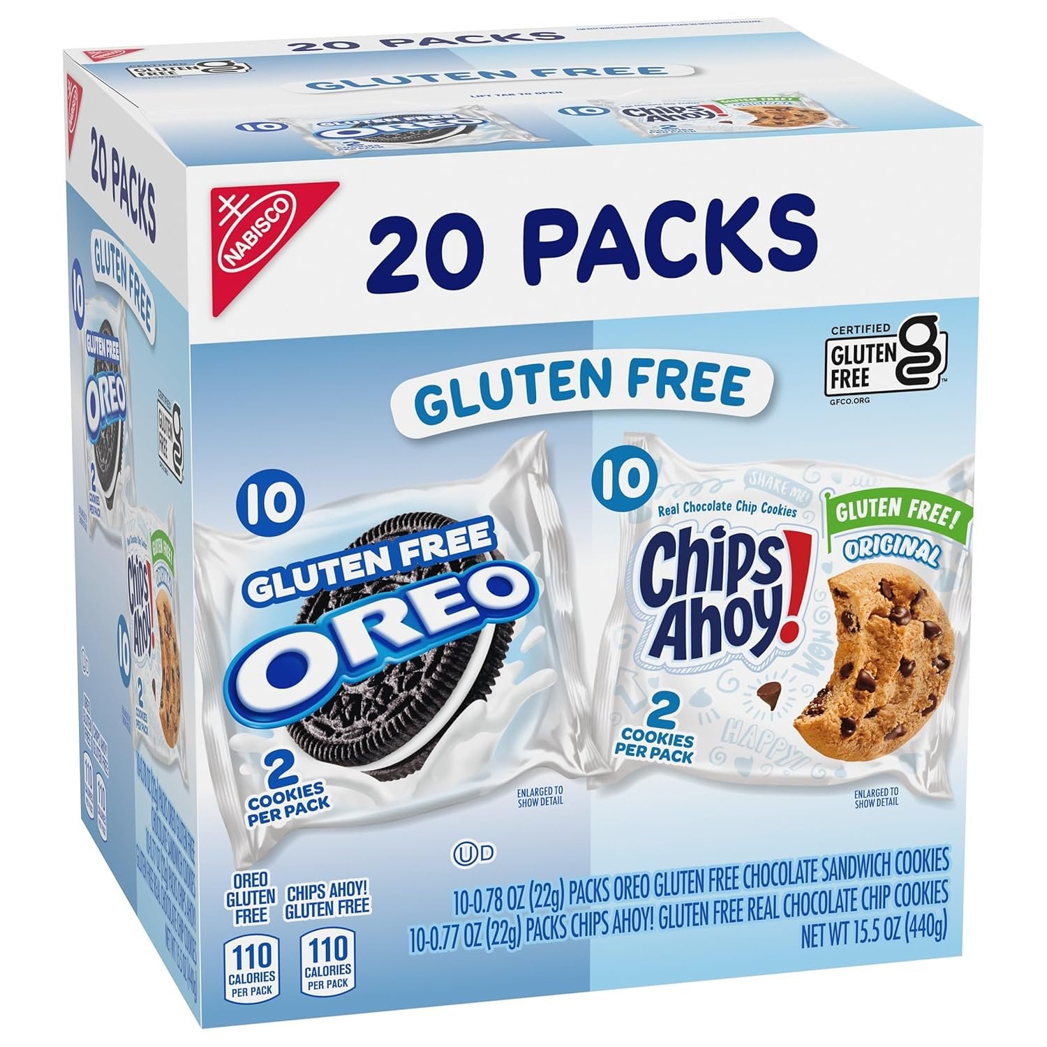 OREO Chocolate Sandwich Cookies & Chips AHOY! Chocolate Chip Cookies Gluten Free Cookies Variety Pack, 20 Snack Packs - Image 11