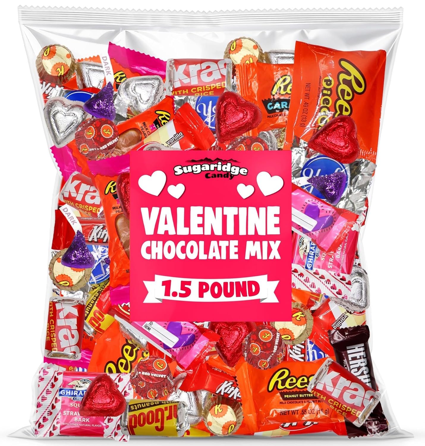 Bulk Valentine’s Day Chocolate Candy Individually Wrapped - 1.5 Pound Assorted Chocolate Candy Variety Pack for Classroom Parties, Gift Bags, Candy Exchanges & Treats