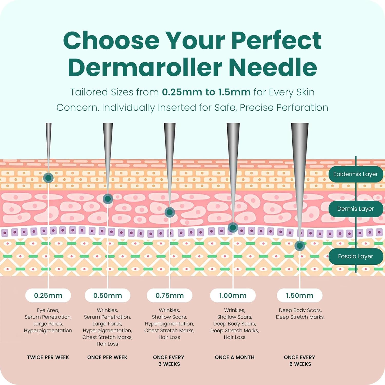 Derma Roller 0.25 mm with Individual Needles | Facial, Scalp & Head Micro-Needling Tool for Enhanced Skincare Routine - Gin Amber Beauty - Image 8