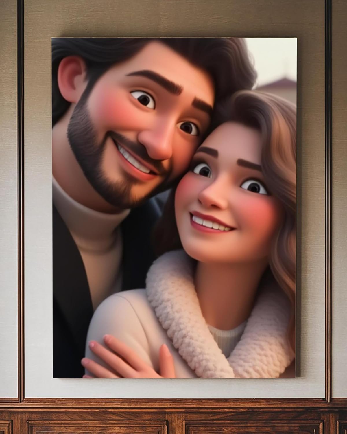 Julyly POD Custom Cartoon Portrait, Custom Couple Portrait Wall Art Print, Portraits from Photo, Personalized Gift for Her, Him, Wife, Husband, Gifts Valentine Birthday Wedding Christmas for Men Women - Image 5