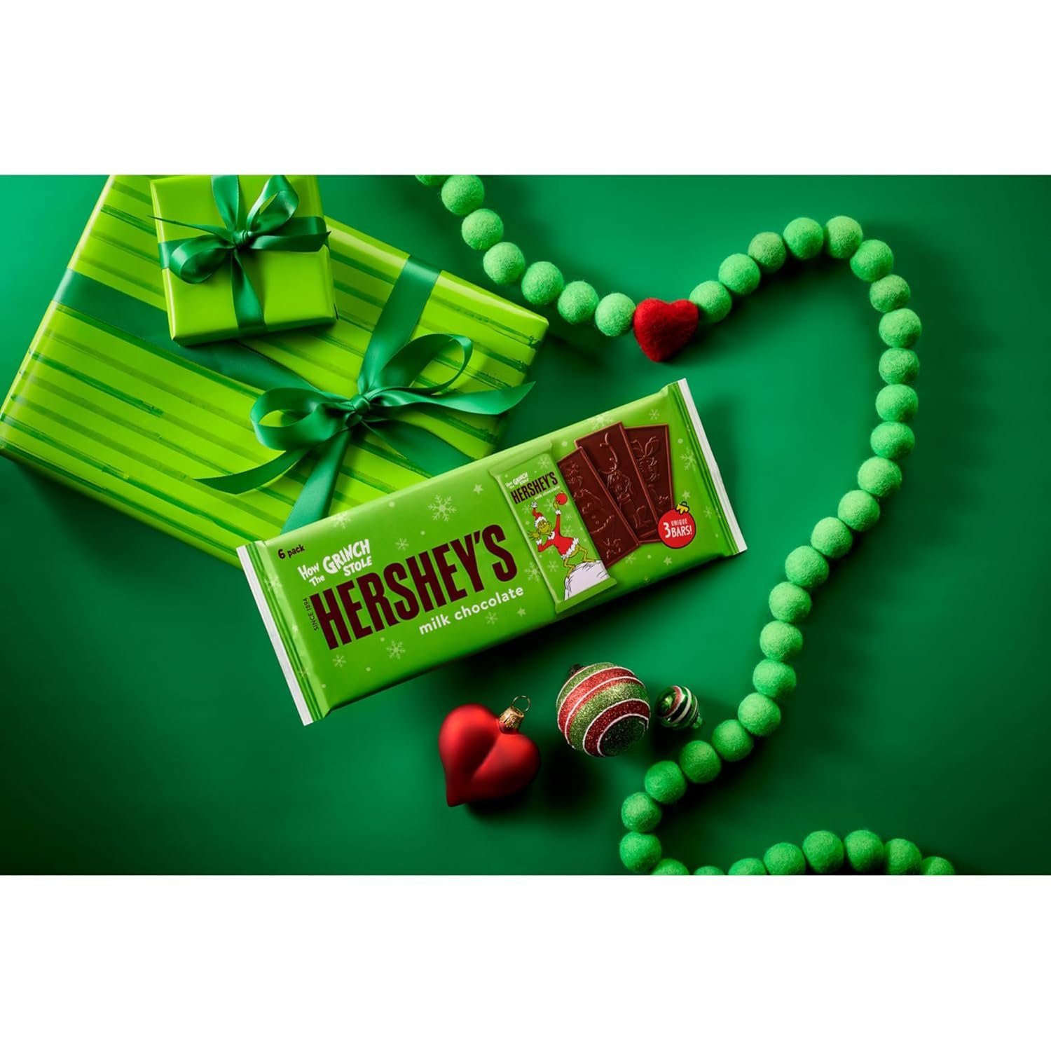 HERSHEY'S Grinch Milk Chocolate, Christmas Candy Bars, 1.2 oz (6 Count) - Image 6
