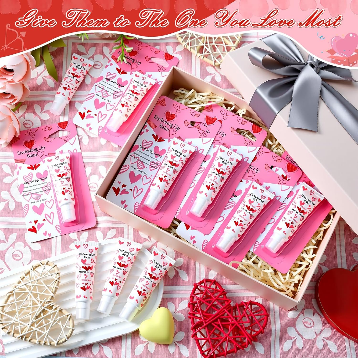 Leelosp 12 Pcs Valentine's Day Lip Balm Galentine's Gifts Bulk Honey Vanilla Lip Balm Conversation Heart Hydrating Natural for Dry Cracked Lips Women Valentines Gifts Bulk for Her - Image 3