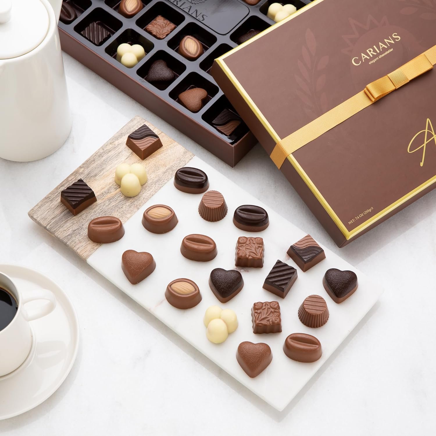 CARIANS Valentine’s Day Chocolate Gift Box, Assorted Luxury Premium Pralines Gourmet Chocolate Basket, Dark, Milk & Truffles, Box of Candy, Elegant Valentine’s Day Gift for Her, 21 pc. - Image 3