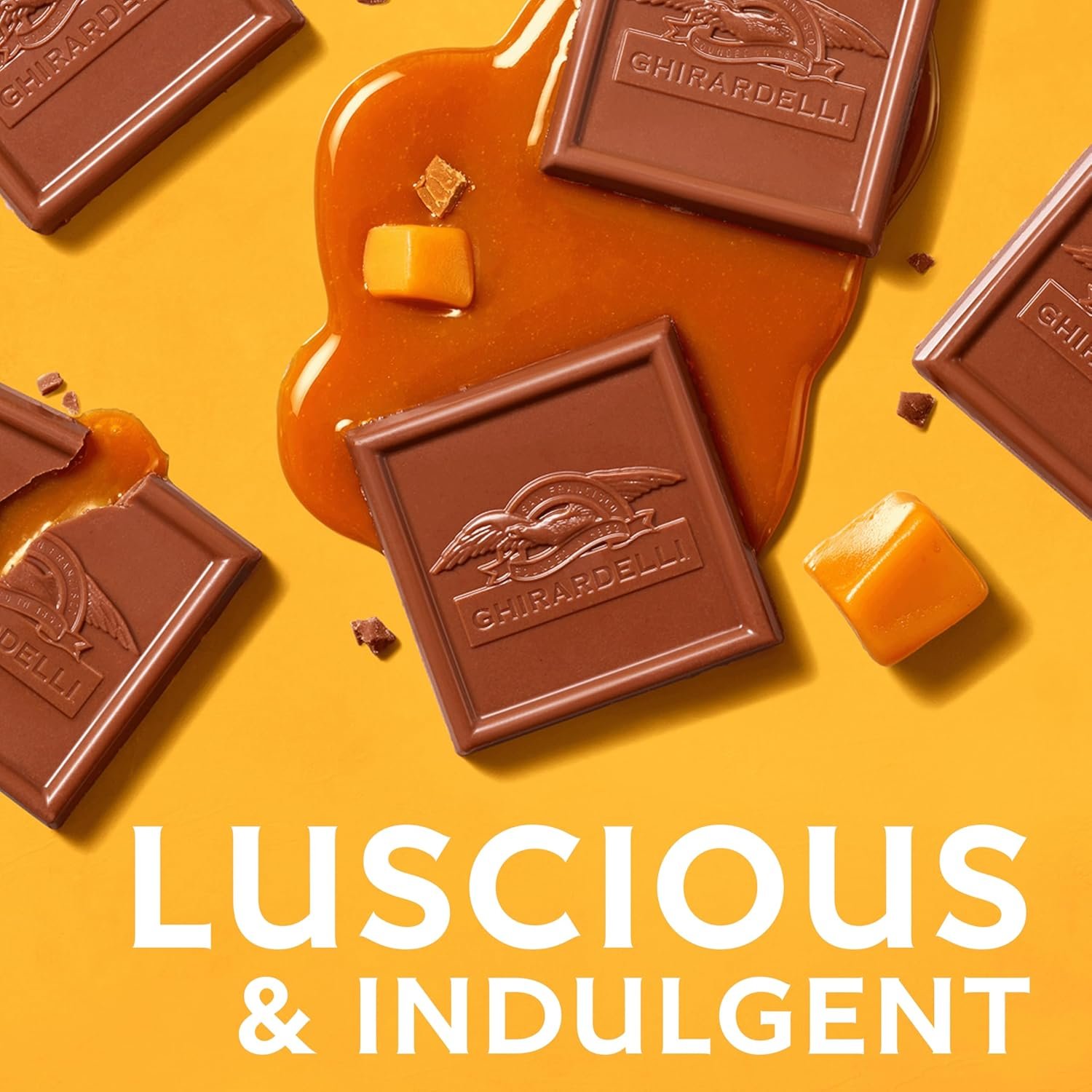 GHIRARDELLI Milk Chocolate Squares with Caramel Filling, 5.32 OZ Bag - Image 5