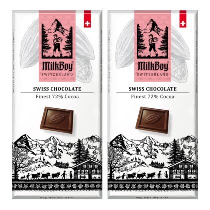 Milkboy Swiss Chocolates Dark Chocolates - 72% Cocoa, Made in Switzerland, Dairy Free, Vegan, Gluten-Free, Non-GMO, Kosher, Sustainably Farmed, European Chocolate - 3 oz, Pack 2