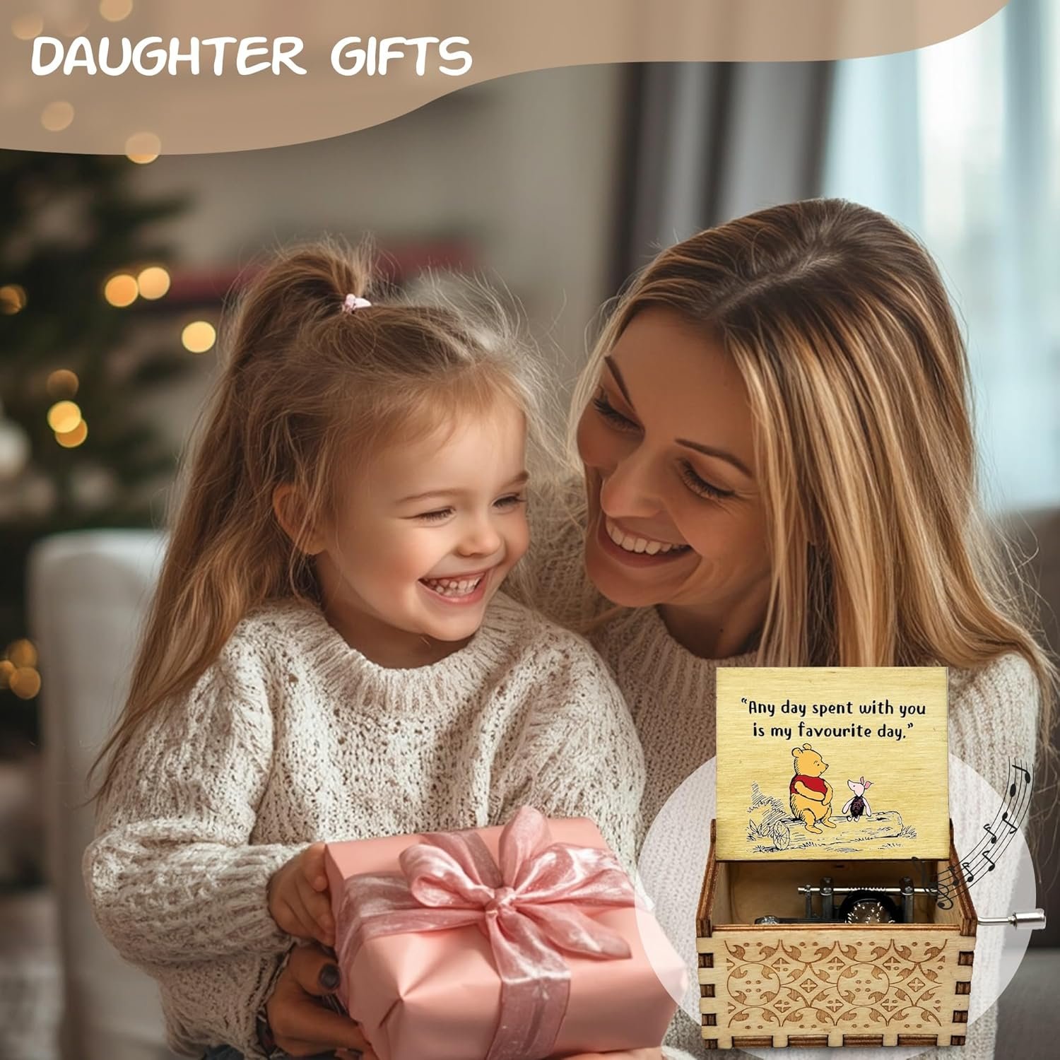 Wood Music Box Gifts for Women, Wife Girlfriend for Christmas Birthday Anniversary, Any Day Spent with You is My Favourite Day. - Image 2