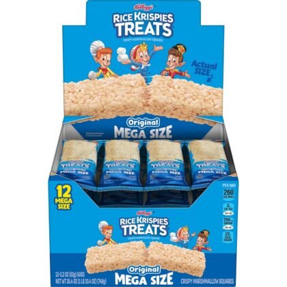 Rice Krispies Treats Mega Bars Large Marshmallow Snack Bars, Kids Snacks, Original, 26.4oz Box (12 Count)