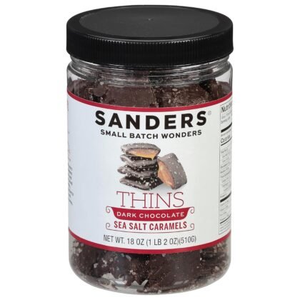 Sanders Dark Chocolate Sea Salt Caramel Thins - 18 oz. Tub