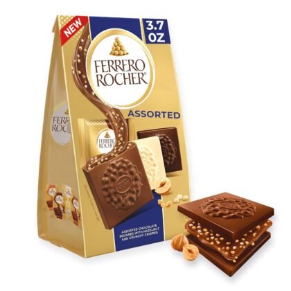 Ferrero Rocher Premium Assorted Chocolate Squares, Valentine's Day Chocolate Gifts, 10 Pieces, 3.7 oz