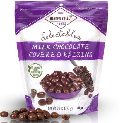 Hayden Valley Foods Milk Chocolate Covered Raisins | 26 oz Resealable Bag | No Artificial Flavors, Preservatives or Colors | Bulk Gourmet Sweet Fruit Snack