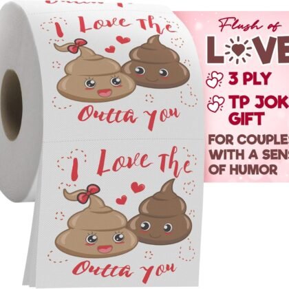 Romantic Toilet Paper Roll by Gagster - 3 Ply Funny Novelty Gag TP - 200 Sheets Per Roll For Birthday Valentine's Day and Anniversary Gag Gift Printed on Every Sheet - I Love the "Stuffing" Outta You