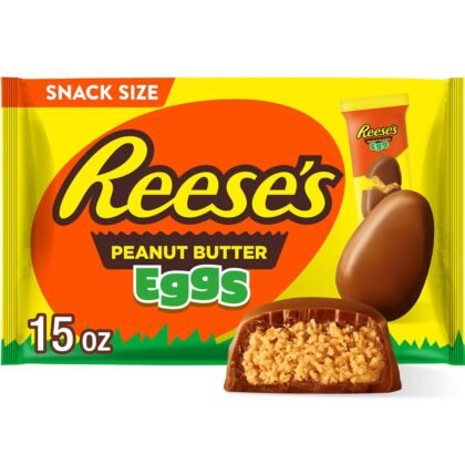REESE'S Milk Chocolate Snack Size Peanut Butter Eggs, Easter Basket Easter Candy Bag, 15 oz