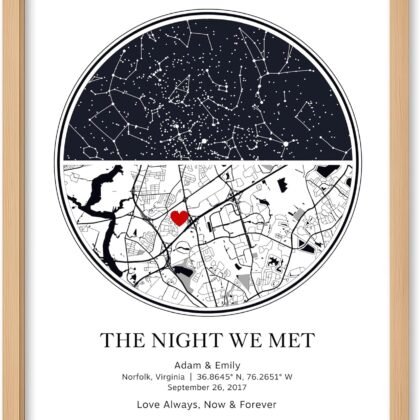 Custom Star Map by Date, Personalized Night Sky Print or Canvas, Unique Gift - Special Occasion, Wedding Gifts, Anniversary, Engagement, Constellation Map, Multiple Sizes