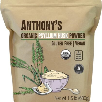 Anthony's Organic Psyllium Husk Powder, 1.5 lb, Gluten Free, Non GMO, Finely Ground, Keto Friendly