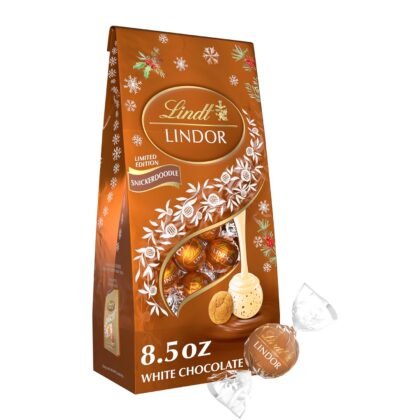Lindt LINDOR Holiday Snickerdoodle White Chocolate Candy Truffles with Smooth, Melting Truffle Center, 8.5 oz. Bag