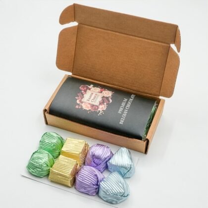 Ksana Choco Luxury Handmade Chocolate Gift Box - Artisan Floral Decorated Milk Chocolate 8 Assorted Pralines - Gourmet Gift for Birthday, Anniversary, Valentine's Day (8 Piece Praline Assortment)