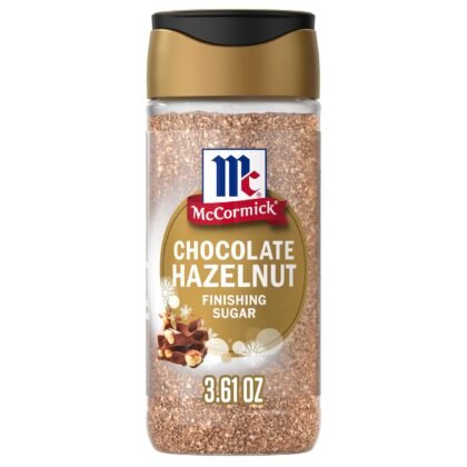 McCormick Finishing Sugar, Chocolate Hazelnut, Limited Edition, Rich Cocoa and Roasted Hazelnut Notes, For Cookies, Ice Cream, Dessert, Beverages, and More, 3.61 oz