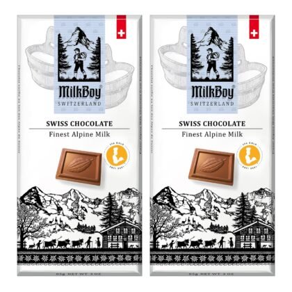 Milkboy Swiss Chocolates Chocolate Bars - Premium Swiss Alpine Milk Chocolate - Smooth European Milk Chocolates Gift - Sustainably Farmed Cocoa - Gluten Free - 3 oz, Pack 2