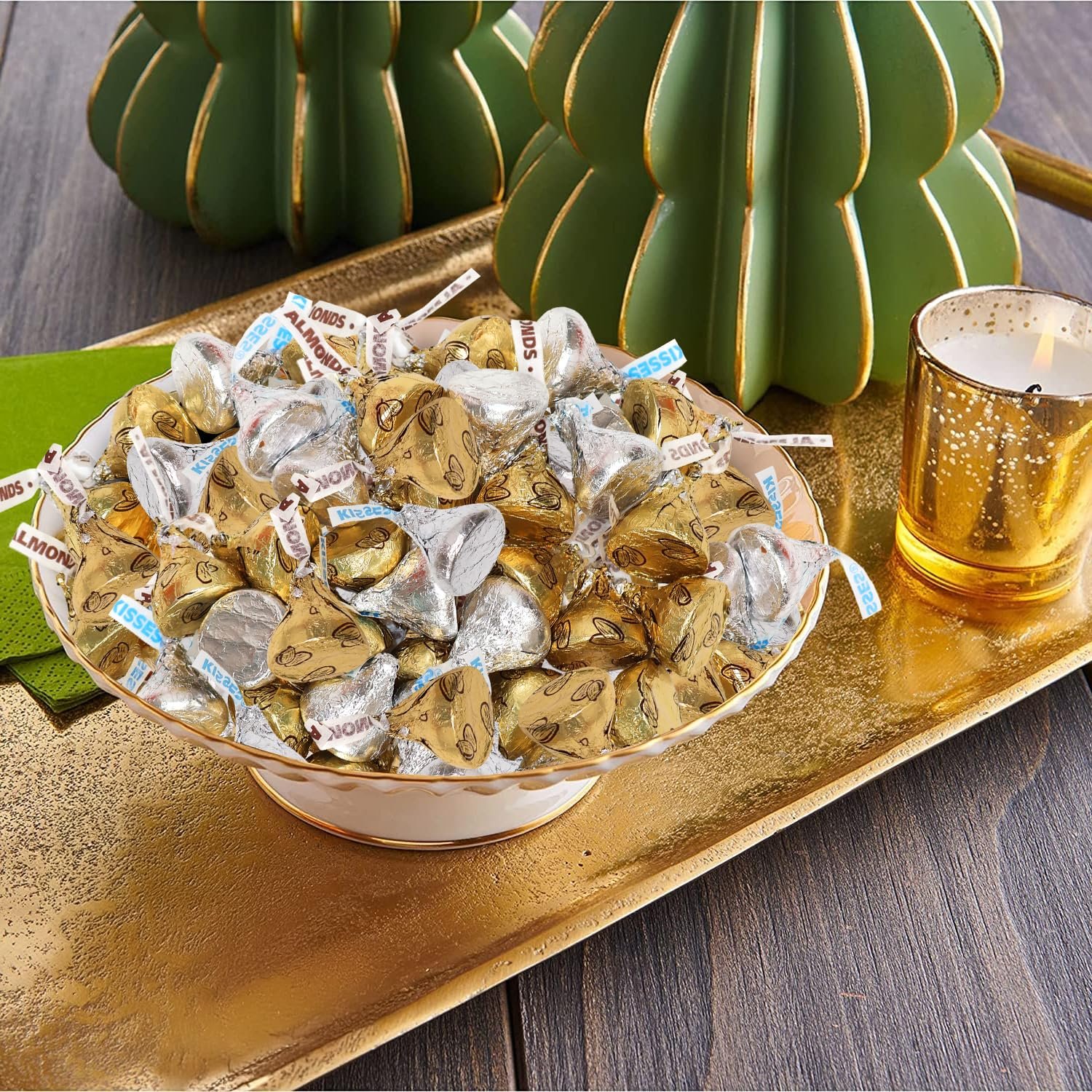 Bulk Chocolate 2 Pound Gold & Silver Foil Assorted Almond & Milk Chocolate Candy Mix - Approx. 200 Pieces Individually Wrapped for Parties, Buffets, and Gift Bags - Image 2