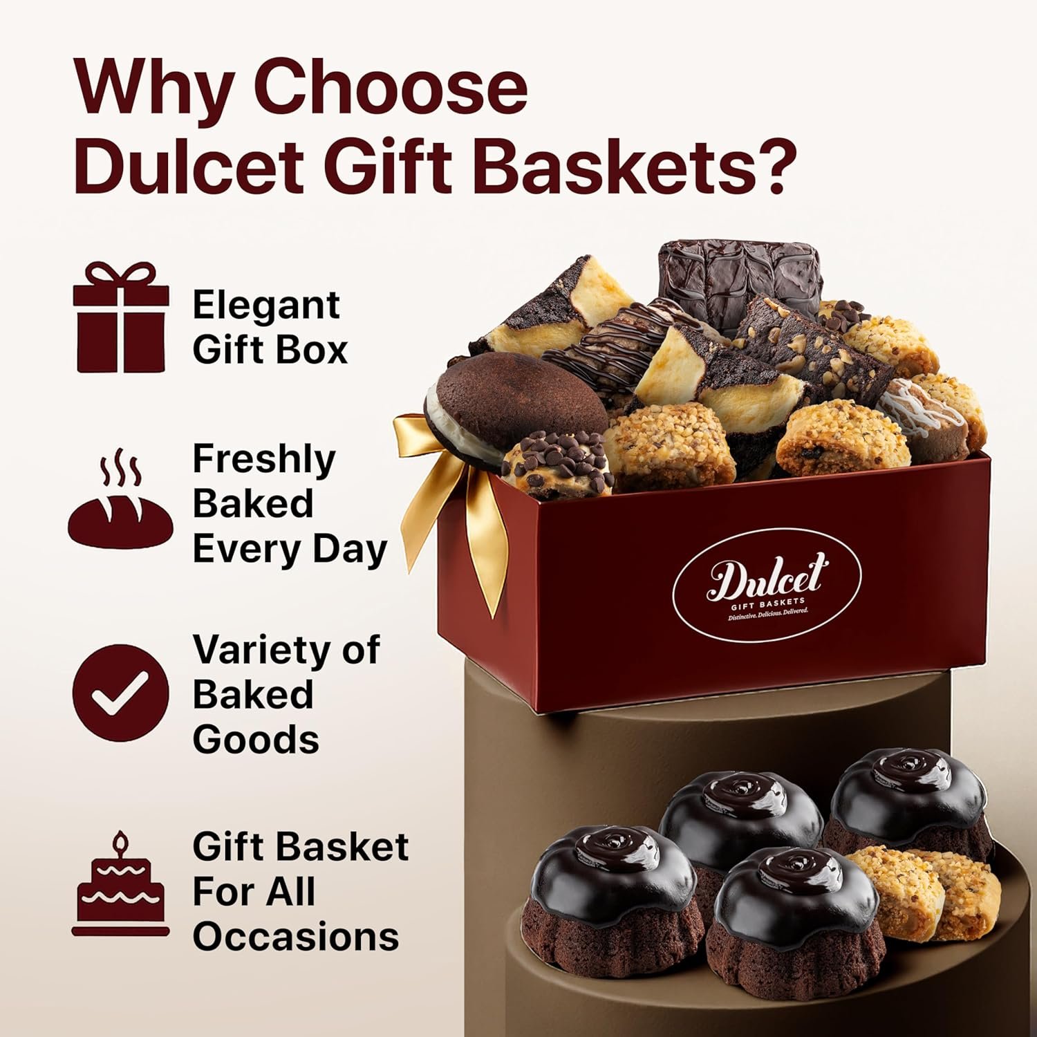Dulcet Holiday Gift Basket - Premium Assortment of Baked Goods - Christmas Gift Basket with Individually Wrapped Whoopie Pies, Brownies, Rugelah, and More - Personal Note Option Included. - Image 5