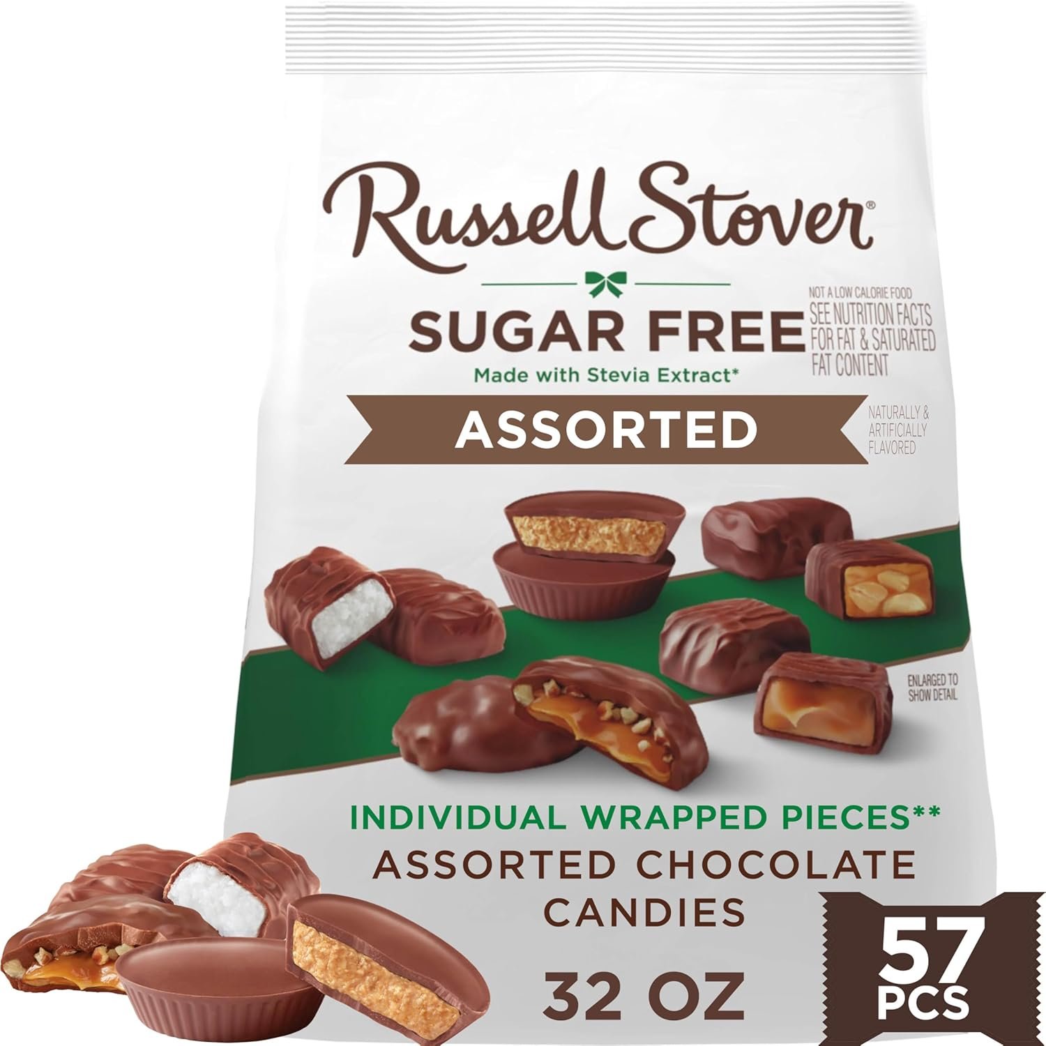 RUSSELL STOVER Sugar Free Assorted Chocolate Candy Bag Gift, 32 oz