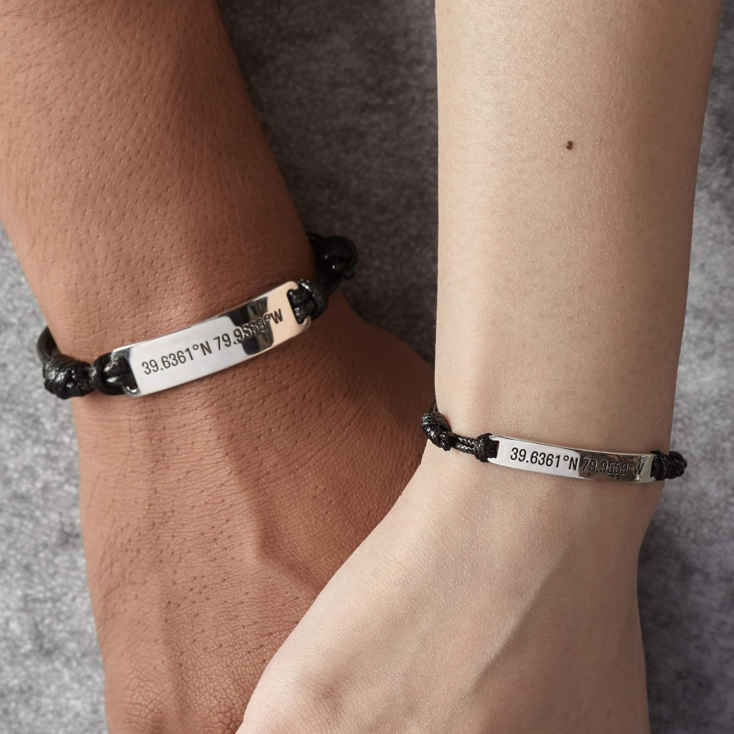 RUGGEDGIFTS Coordinate Bracelets For Couples, Couples Bracelets Set, Latitude Longitude Bracelet, Location Bracelet, Gps, Birthday Gift For Him, Long Distance Relationship Jewelry, 925 Sterling Silver - Image 2