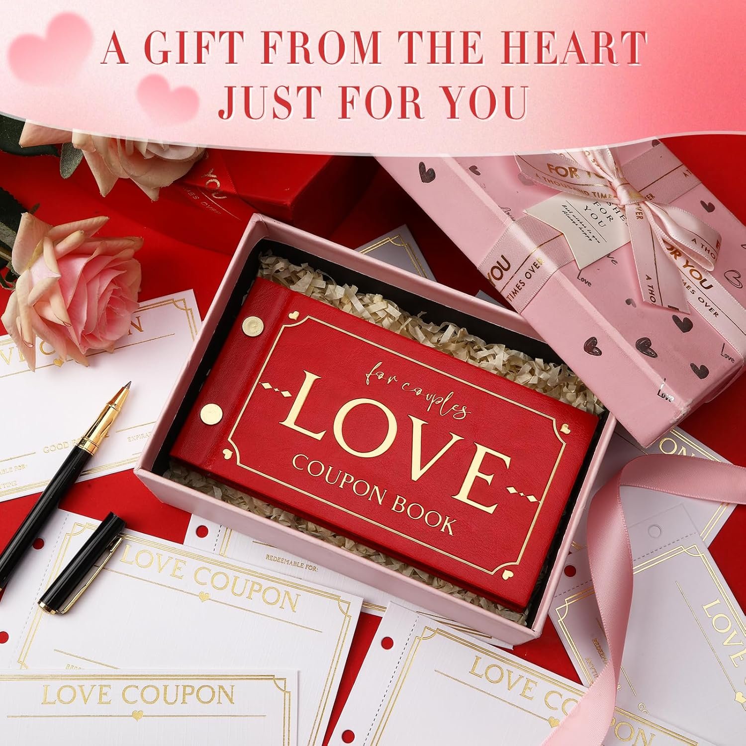 Love Coupons for Him – 30 Blank Personalized Coupons | Romantic Valentines Gifts for Him, Thoughtful Valentines Day Gifts for Husband, Cute Vday Gift for Boyfriend (Ruby Red) - Image 4