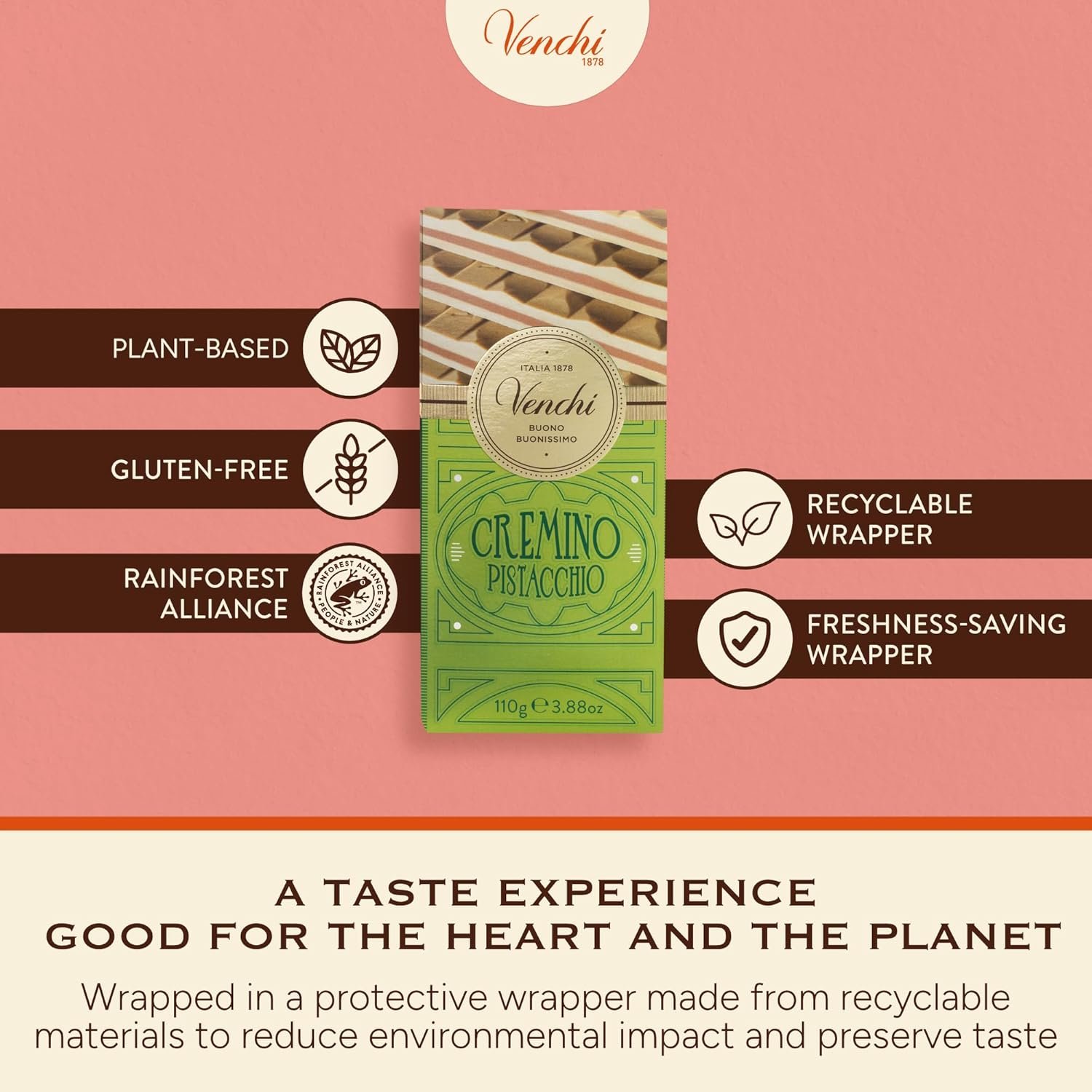 Venchi - Pistachio Cremino Chocolate Bar with Gianduja, 3.88oz - Gluten Free - Image 6