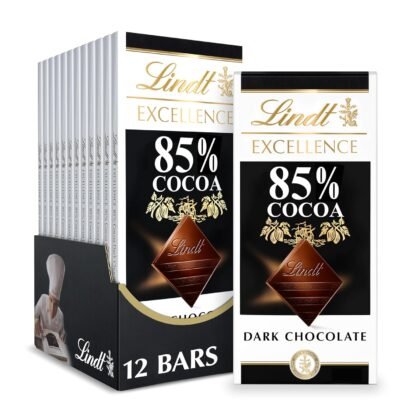 Lindt EXCELLENCE 85% Cocoa Dark Chocolate Bar, Dark Chocolate Candy, 3.5 oz. (12 Pack)