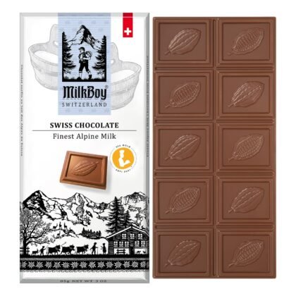 Milkboy Swiss Chocolates Chocolate Bars - Premium Swiss Alpine Milk Chocolate - Smooth European Milk Chocolates Gift - Sustainably Farmed Cocoa - Gluten Free - 3 oz