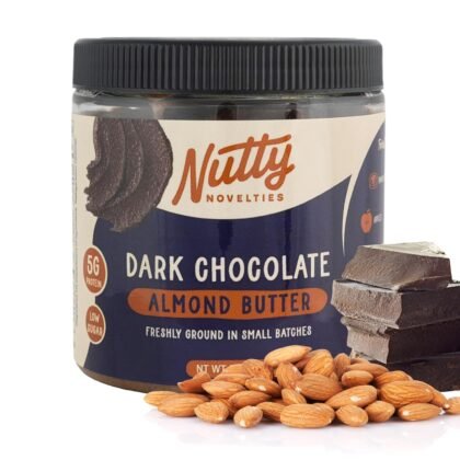 Nutty Novelties Gourmet Dark Chocolate Almond Butter for Toast, Smoothies, and Baking - High Protein & Healthy, Keto & Paleo Friendly - Non-GMO, No Artificial Ingredients - Creamy Nut Butter - 8 Ounces