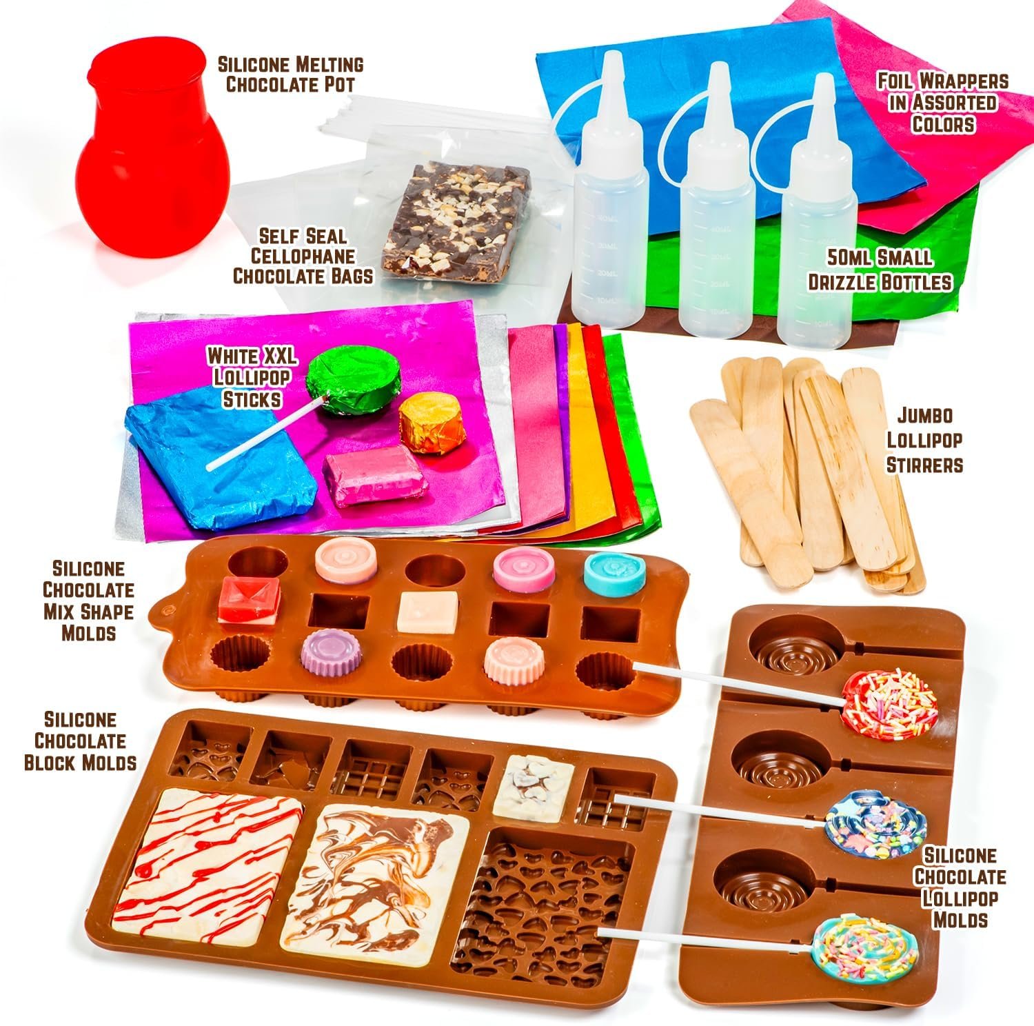 GirlZone Little Choco Delights Maker Kit, Chocolate Making Set for Kids with Candy Bar Molds, Lolly Sticks & Wrappers, Fun Creative Activity, Easter & Birthday Gift for Girls Ages 8+ - Image 5