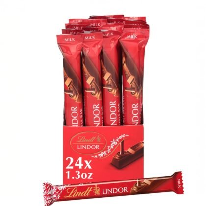 Lindt LINDOR Milk Chocolate Truffle Bar, Chocolate Candy Bar with Smooth Center, 1.3 oz. (24 Pack)