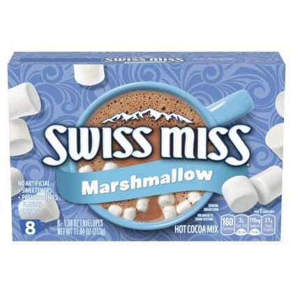 Swiss Miss Chocolate Hot Cocoa Mix With Marshmallows, Hot Cocoa Bar Supplies, 1.38 oz., 8-Count Envelopes