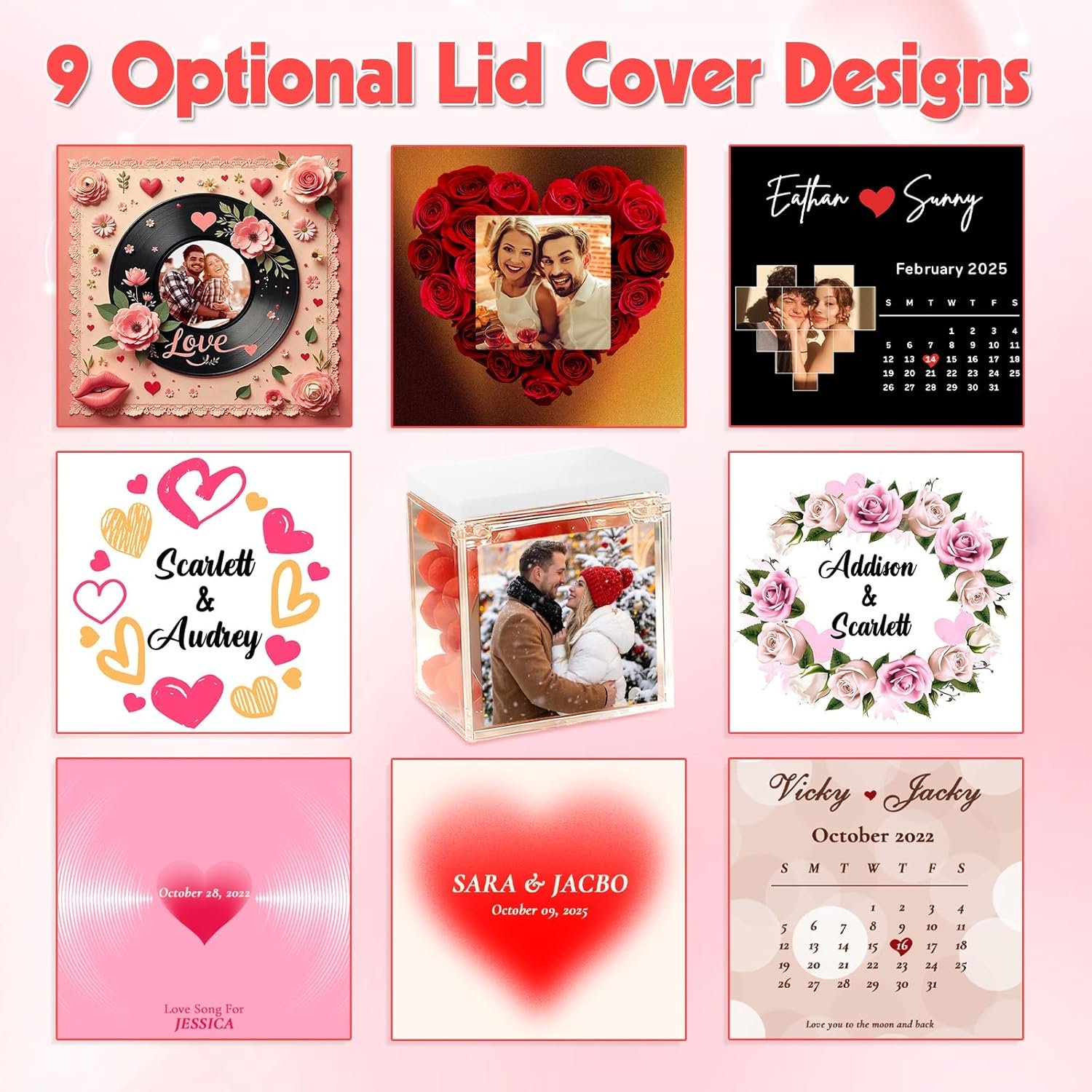 Custom Acrylic Music Box with Light – Personalized Mini Photo & Song Vinyl Record Player, Romantic Valentine’s Day Gift for Couples, Him or Her, Anniversary Birthday Gifts for Women Wife Girlfriend - Image 6