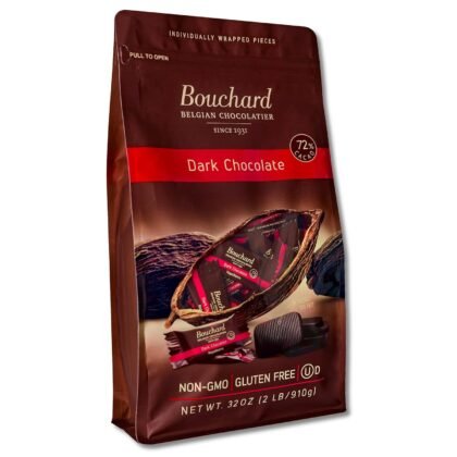 Bouchard Premium Belgian Dark Chocolate with 72% Cacao | Individually Wrapped Pieces (2 LB)