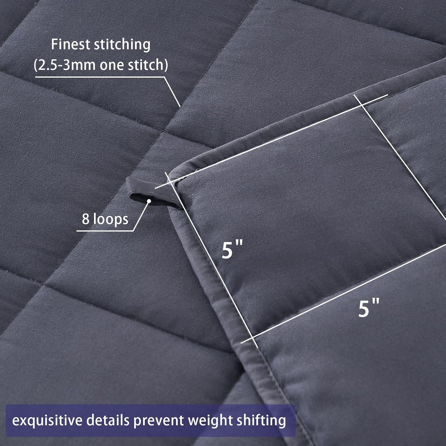 yescool Weighted Blanket for Adults (20 lbs, 60” x 80”, Grey) Cooling Heavy Blanket for Sleeping Perfect for 190-210 lbs, Queen Size Breathable Blanket with Premium Glass Bead, Machine Washable - Image 5
