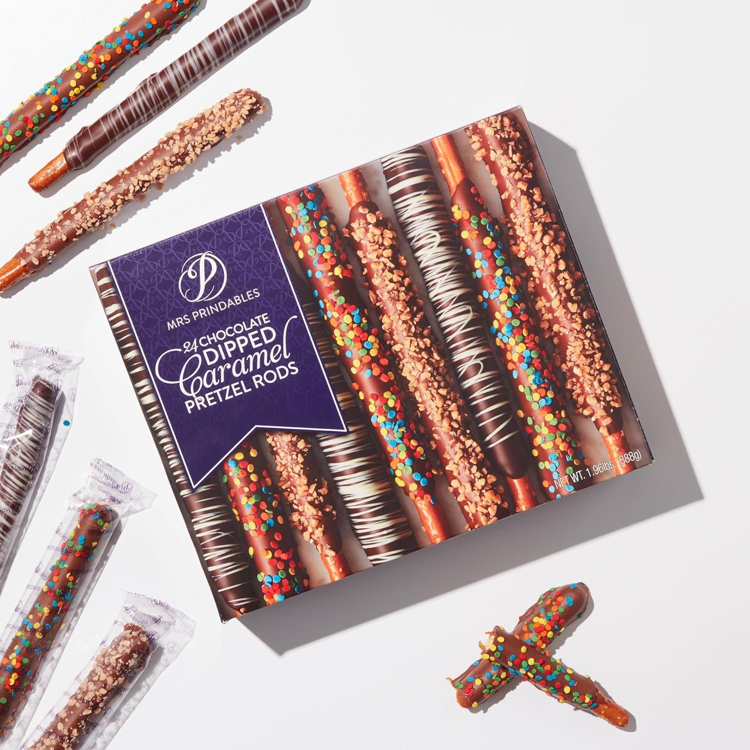 Mrs Prindables 24 Chocolate Dipped Caramel Pretzel Rods - Image 3