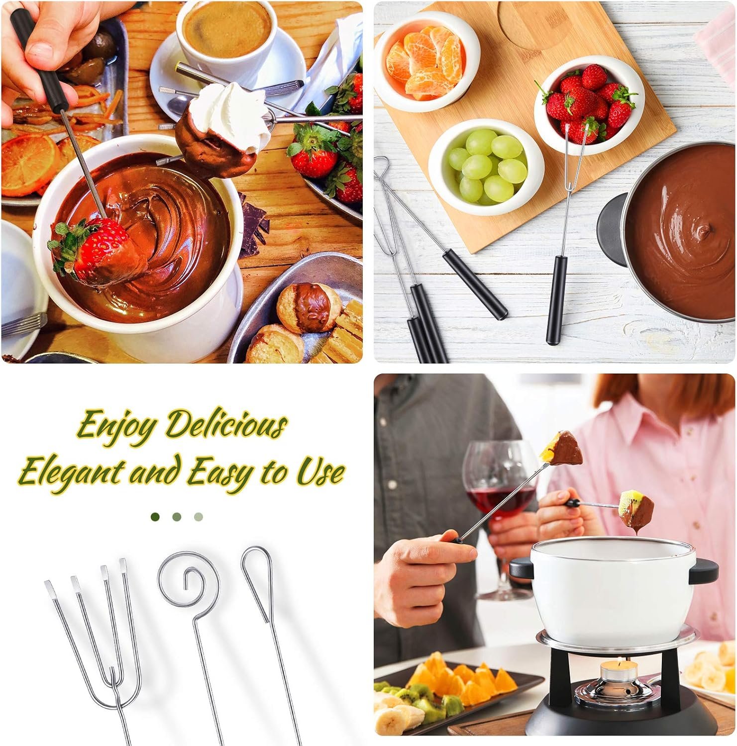 Patelai 12 Pcs Candy Dipping Tools Set Included 10 Chocolate Dipping Fork Spoons and 2 Stainless Steel Culinary Decorating Spoons Chef Art Pencil for Decorative Plates - Image 3