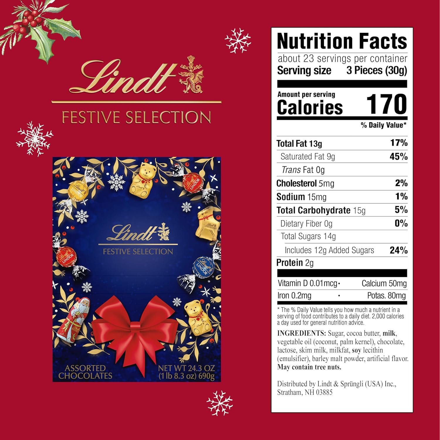 Lindt Festive Selection Assorted Chocolate Candy, 24.3 ounce Box - Image 2