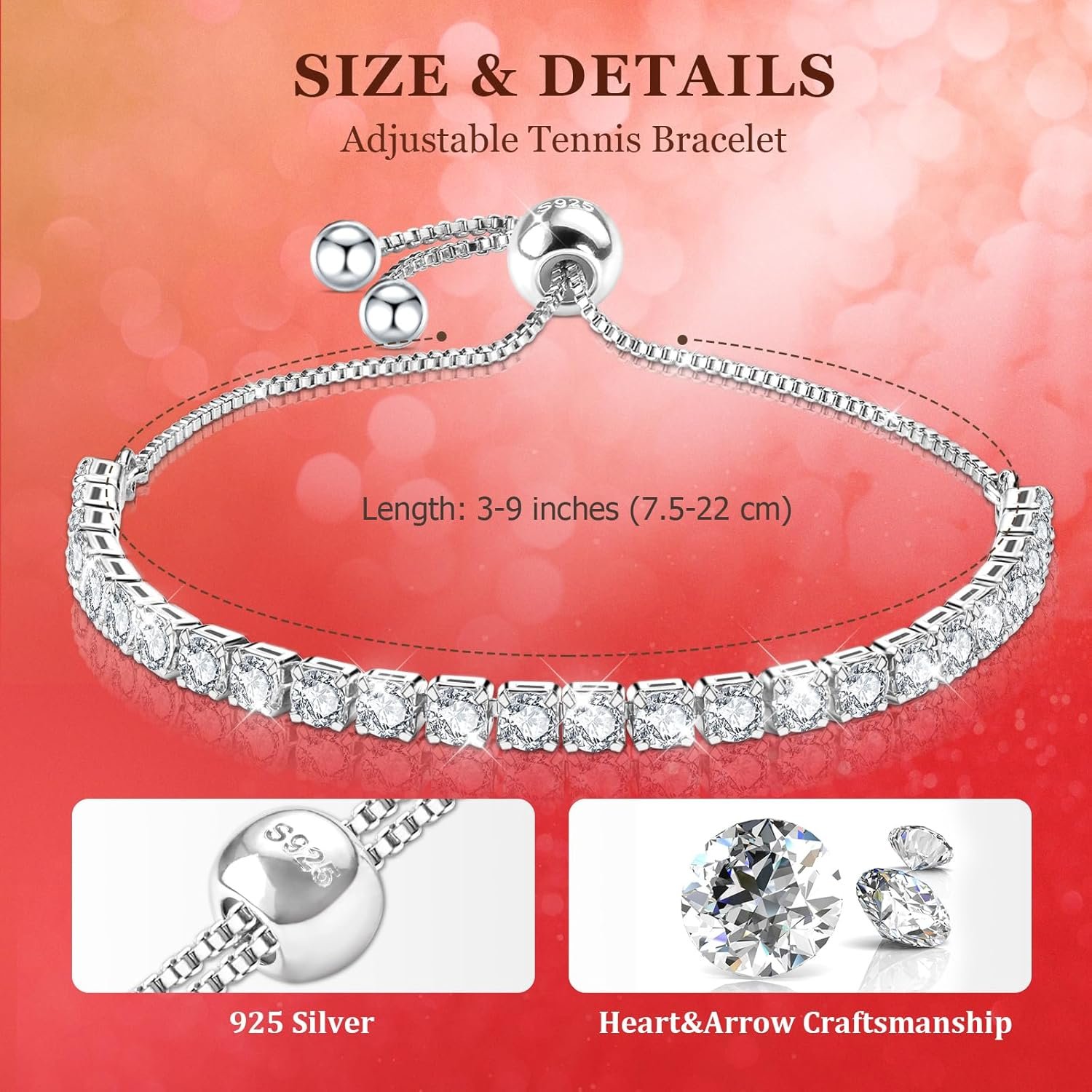J.Fée Silver Bracelet, S925 Tennis Bracelet with Sparkling 5A Cubic Zirconia Silver Bracelets for Women Adjustable Bracelet for Women Bracelets Womens Bracelet Women Gifts for Women Mom - Image 2