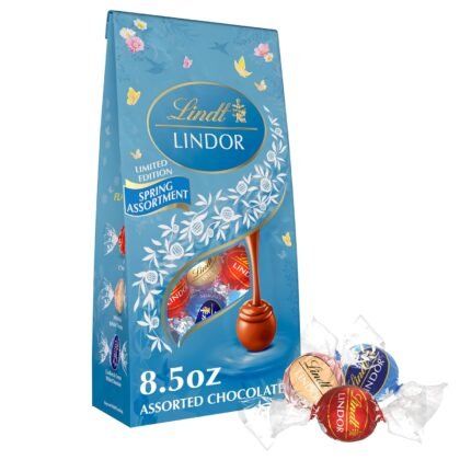 Lindt LINDOR Limited Edition Spring Assorted Chocolate Truffles, Assorted Chocolate Easter Candy with Smooth-Melting Truffle Center, 8.5 oz. Bag