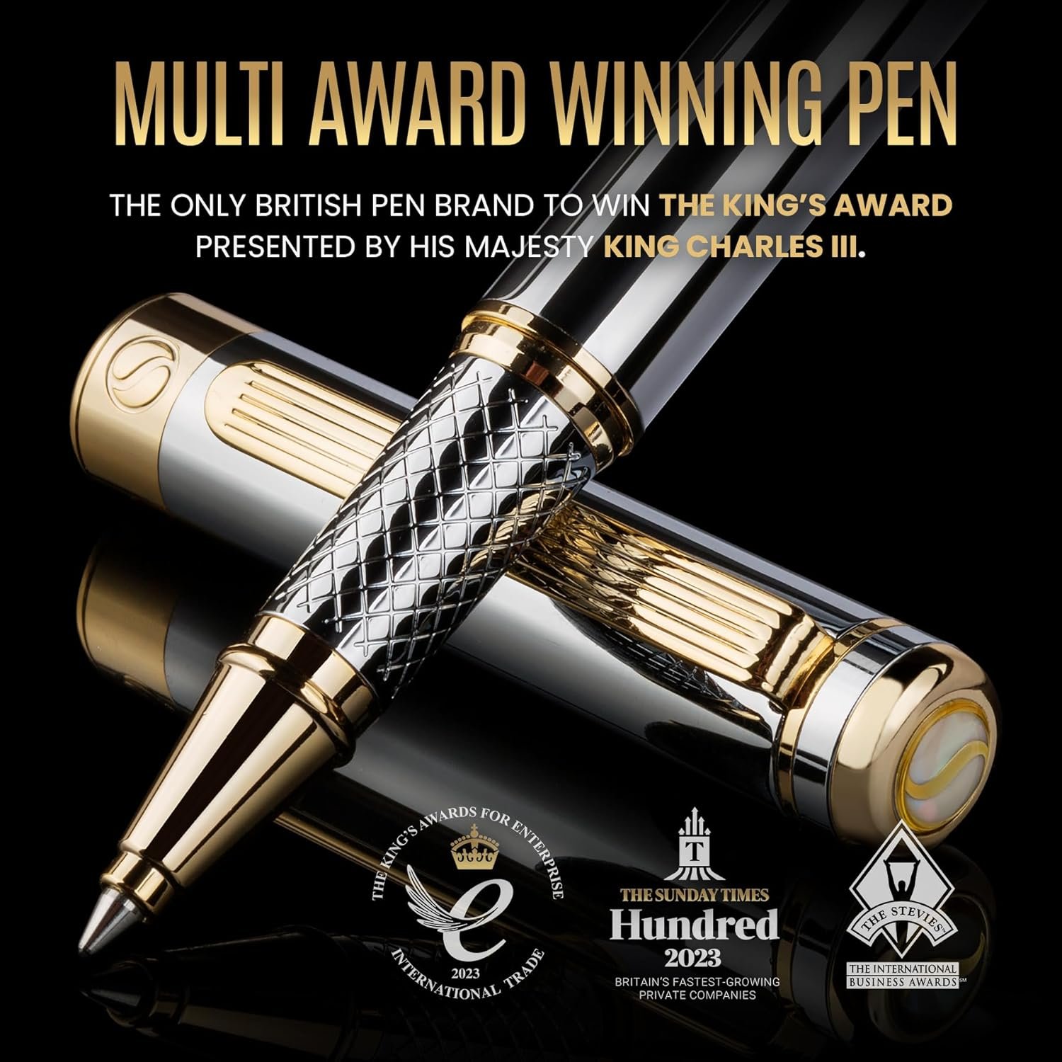 Scriveiner Silver Chrome Rollerball Pen - Stunning Luxury Pen, Real Gold Plating, Schmidt Ink Refill, Best Roller Ball Pen Gift Set for Men & Women, Professional, Executive Office, Fancy Pens - Image 7